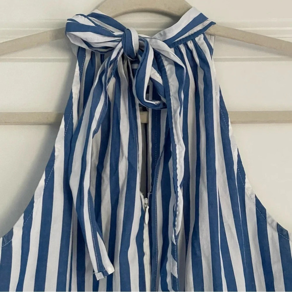 J Crew Tie-back halter jumpsuit blue white stripe 18564 - Picture 9 of 15